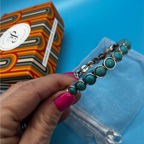Plunder Design Eden magnetic bangle bracelet-NIB Marbled Turquoise - Picture 3 of 6